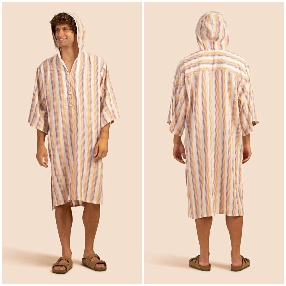 MR TURK by TRINA TURK Robles Caftan ~ Zig Zag Stripe Gauze Shirting S/M NWT